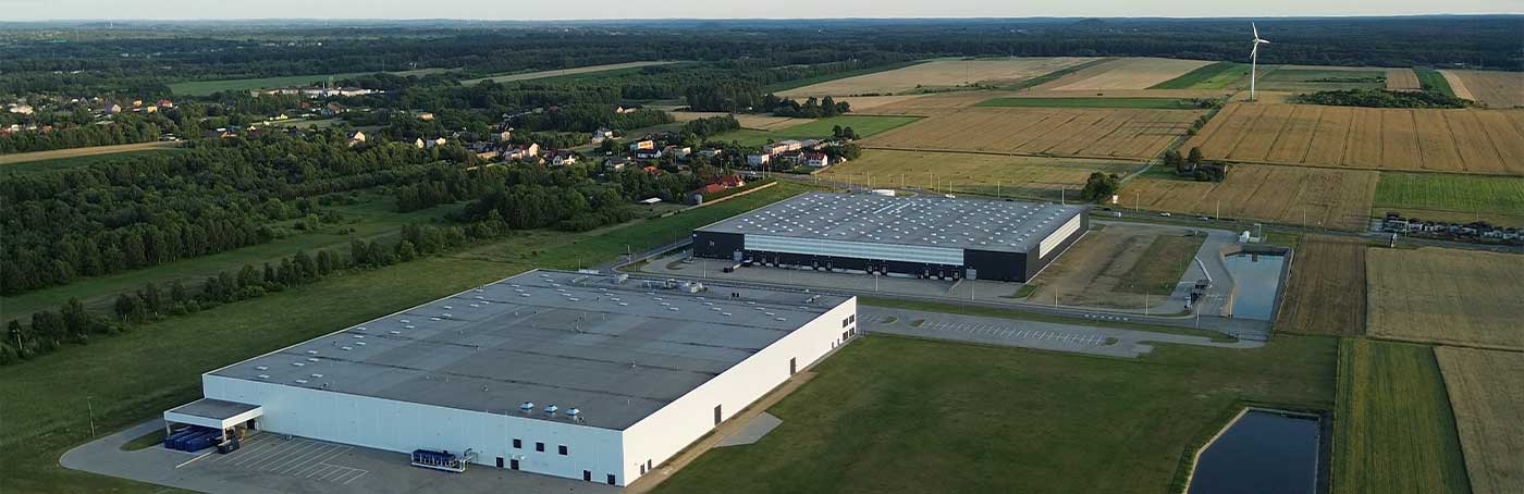 Aerial view of industrial property